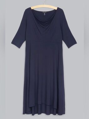 EILEEN FISHER black short sleeve empire waist dress XL
